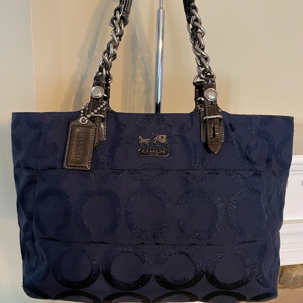 Navy Blue Signature Coach Tote!